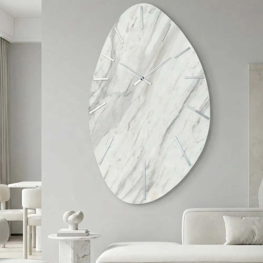 Orologi Da Parete Moderni-Selezionato da Mazzolaluce Orologio da parete design 72x110 resina effetto marmo bianco grigio