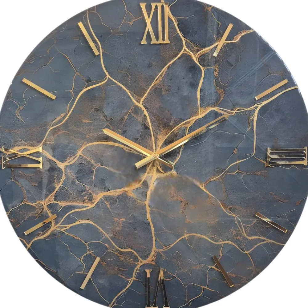 Orologi Da Parete Moderni-Selezionato da Mazzolaluce Orologio da parete effetto marmorizzato 40cm tondo in resina nero