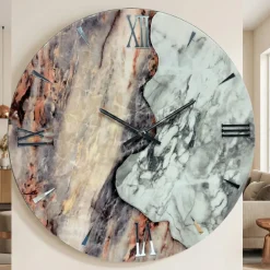 Orologi Da Parete Moderni-Selezionato da Mazzolaluce Orologio da parete essence 60cm in resina design effetto marmo