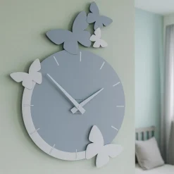 Orologi Da Parete Moderni-Selezionato da Mazzolaluce Orologio da parete farfalle legno colore carta zucchero