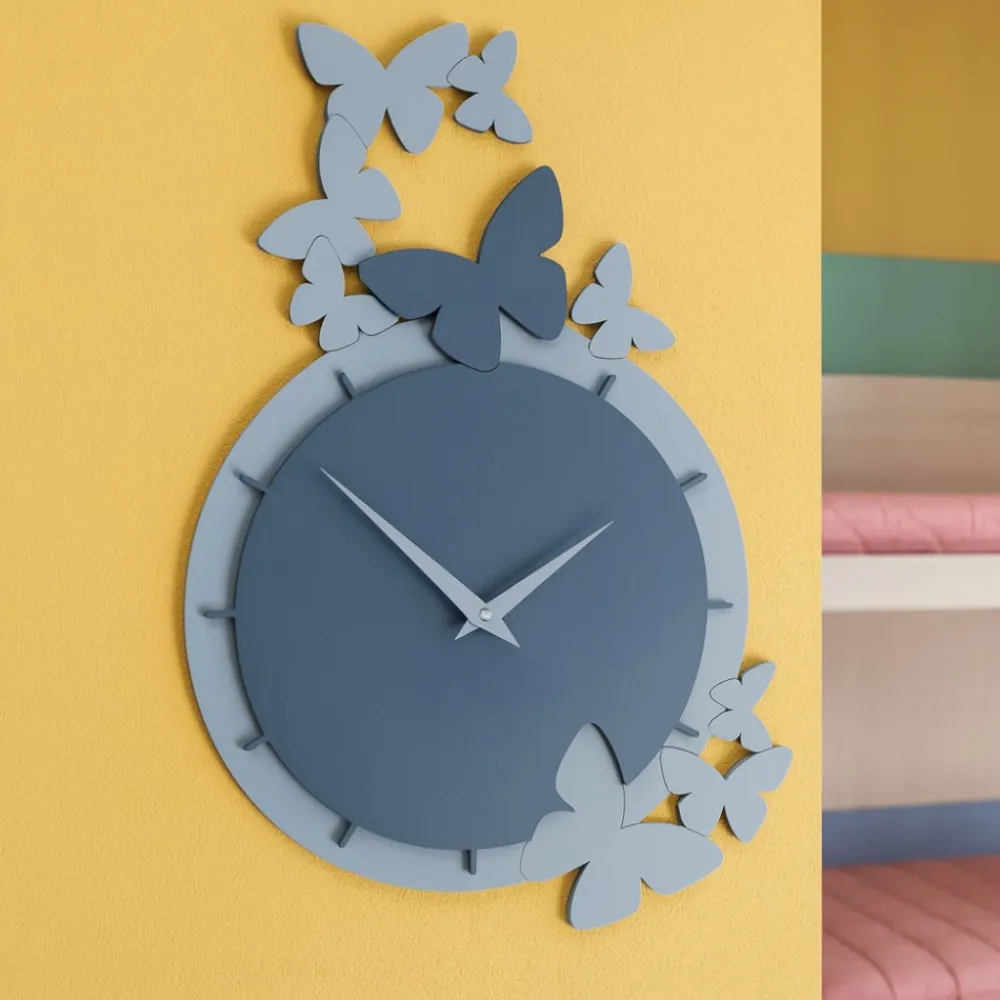 Orologi Da Parete Moderni-Selezionato da Mazzolaluce Orologio da parete farfalle legno colore carta da zucchero