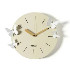 Orologi Da Parete Moderni-Selezionato da Mazzolaluce Orologio da parete farfalle moderno rotondo crema