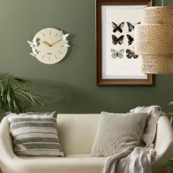 Orologi Da Parete Moderni-Selezionato da Mazzolaluce Orologio da parete farfalle moderno rotondo crema