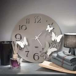 Orologi Da Parete Moderni-Selezionato da Mazzolaluce Orologio da parete farfalle moderno fango e alluminio