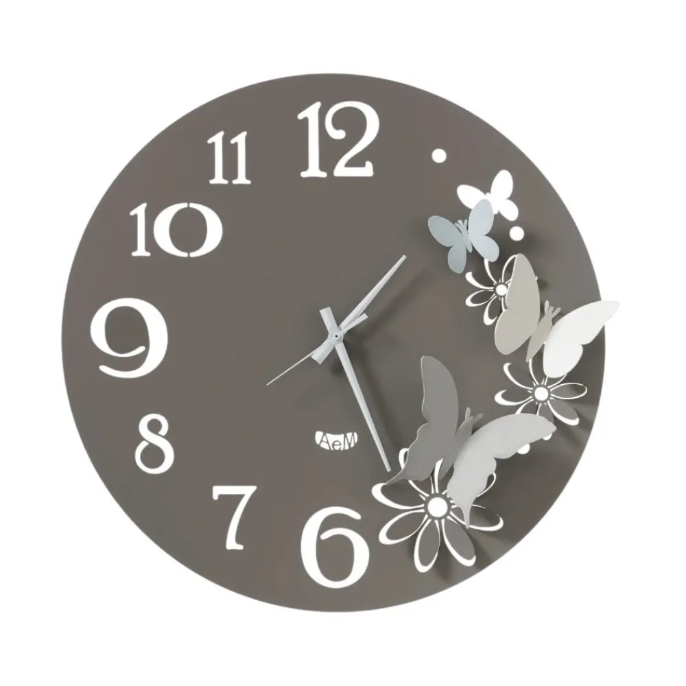 Orologi Da Parete Moderni-Selezionato da Mazzolaluce Orologio da parete farfalle moderno fango e alluminio