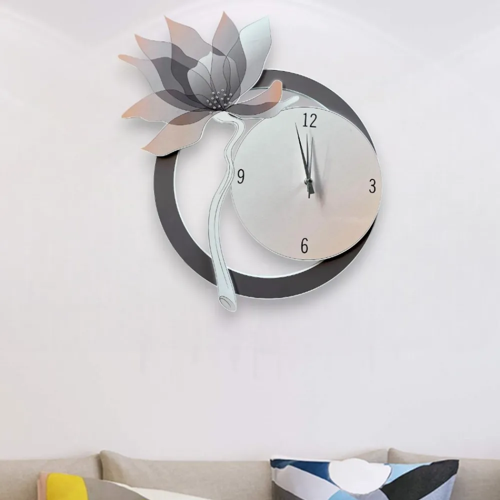 Orologi Da Parete Moderni-Bongelli Preziosi Orologio da parete fiore moderno cipria con strass