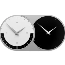 Orologi Da Parete Moderni-Selezionato da Mazzolaluce Orologio da parete fusi orari 2 nero bianco grigio in legno
