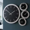 Orologi Da Parete Moderni-Selezionato da Mazzolaluce Orologio da parete fuso orario legno nero e grigio