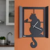 Orologi Da Parete Moderni-Selezionato da Mazzolaluce Orologio da parete gatto alla finestra nero con pendolo