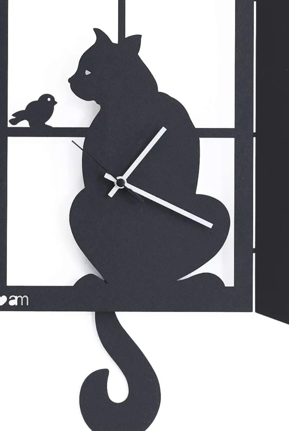 Orologi Da Parete Moderni-Selezionato da Mazzolaluce Orologio da parete gatto alla finestra nero con pendolo