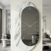 Orologi Da Parete Moderni-Selezionato da Mazzolaluce Orologio da parete grande 48x95 ovale specchio resina effetto marmo