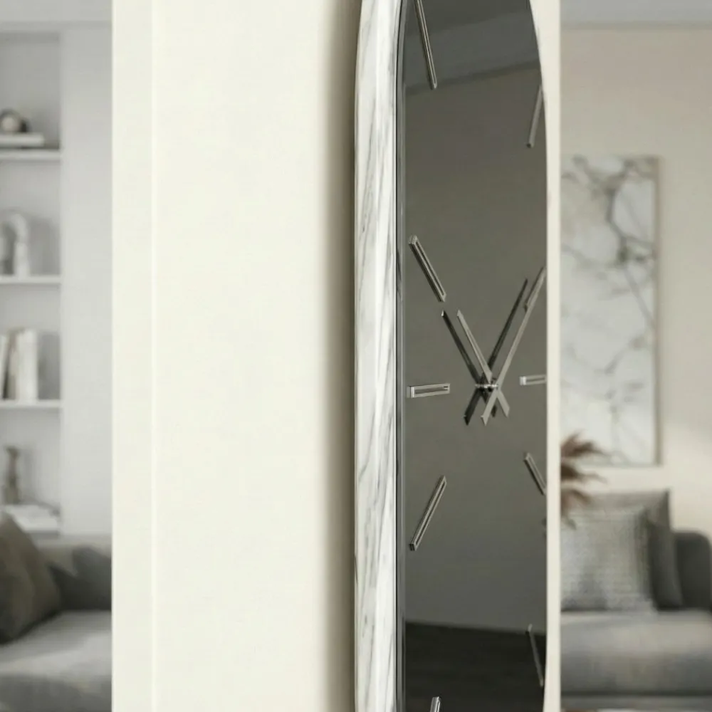 Orologi Da Parete Moderni-Selezionato da Mazzolaluce Orologio da parete grande 48x95 ovale specchio resina effetto marmo