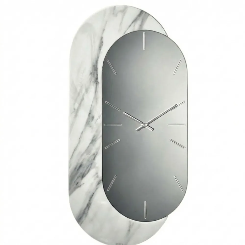 Orologi Da Parete Moderni-Selezionato da Mazzolaluce Orologio da parete grande 48x95 ovale specchio resina effetto marmo