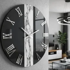 Orologi Da Parete Moderni-Selezionato da Mazzolaluce Orologio da parete grandi dimensioni specchio fume resina marmo grigio