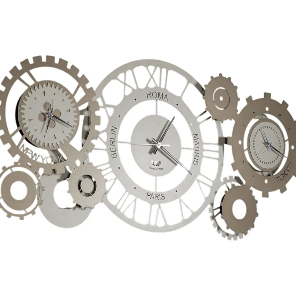 Orologi Da Parete Moderni-Selezionato da Mazzolaluce Orologio da parete ingranaggi fusi orari sabbia bronzo