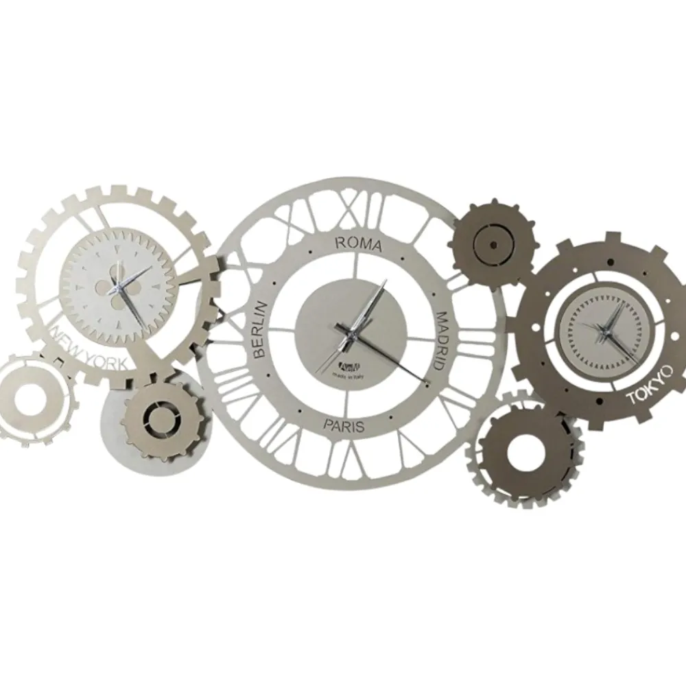 Orologi Da Parete Moderni-Selezionato da Mazzolaluce Orologio da parete ingranaggi fusi orari sabbia bronzo