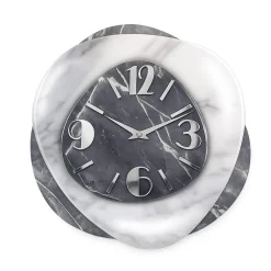 Orologi Da Parete Moderni-Selezionato da Mazzolaluce Orologio da parete in resina effetto marmorizzato grigio e argento