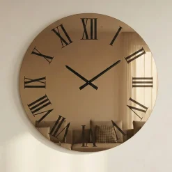 Orologi Da Parete Moderni-Selezionato da Mazzolaluce Orologio da parete in vetro bronzo 80cm rotondo per soggiorno