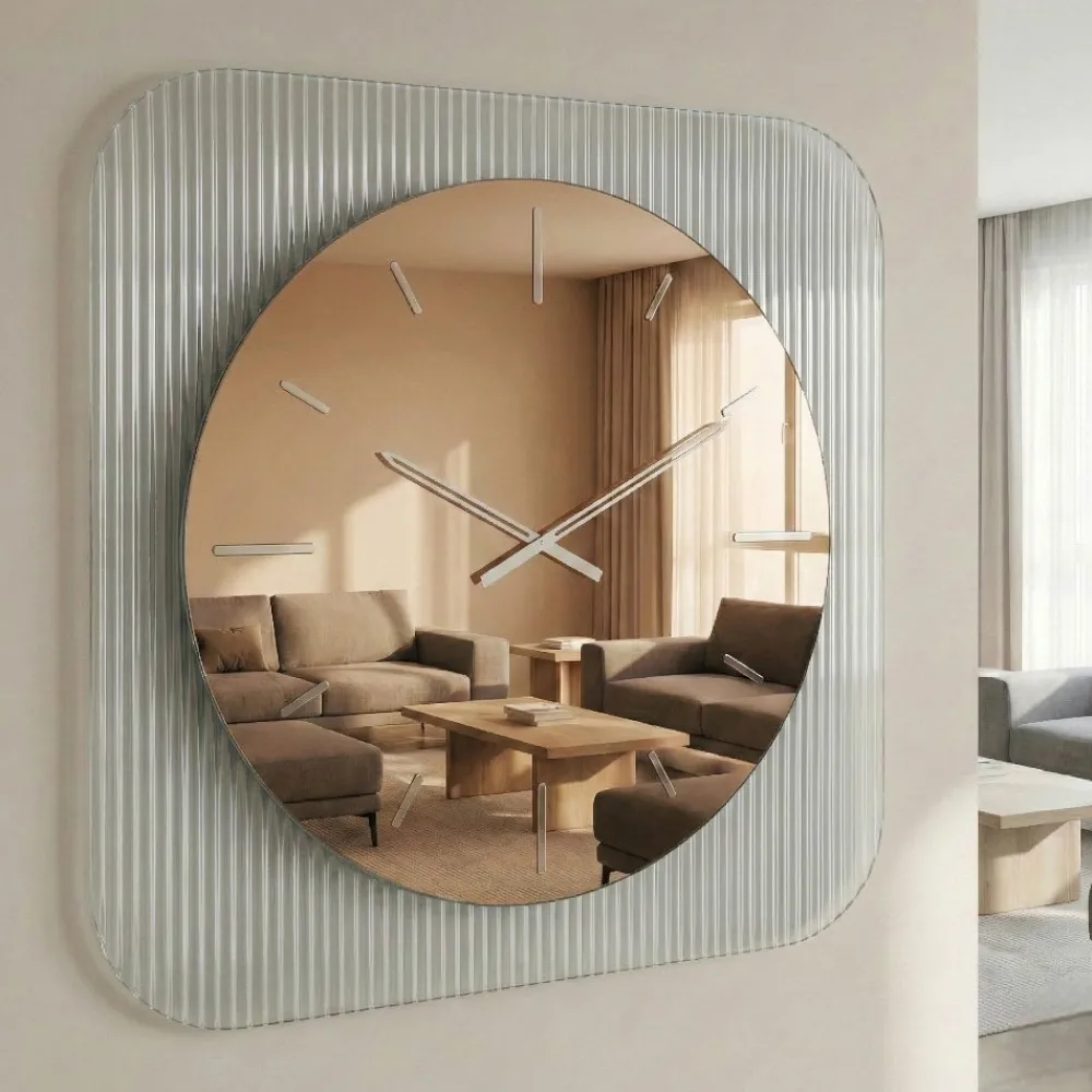 Orologi Da Parete Moderni-Selezionato da Mazzolaluce Orologio da parete in vetro 50cm specchjio bronzo design moderno