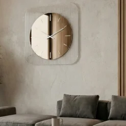 Orologi Da Parete Moderni-Selezionato da Mazzolaluce Orologio da parete in vetro 50cm specchjio bronzo design moderno