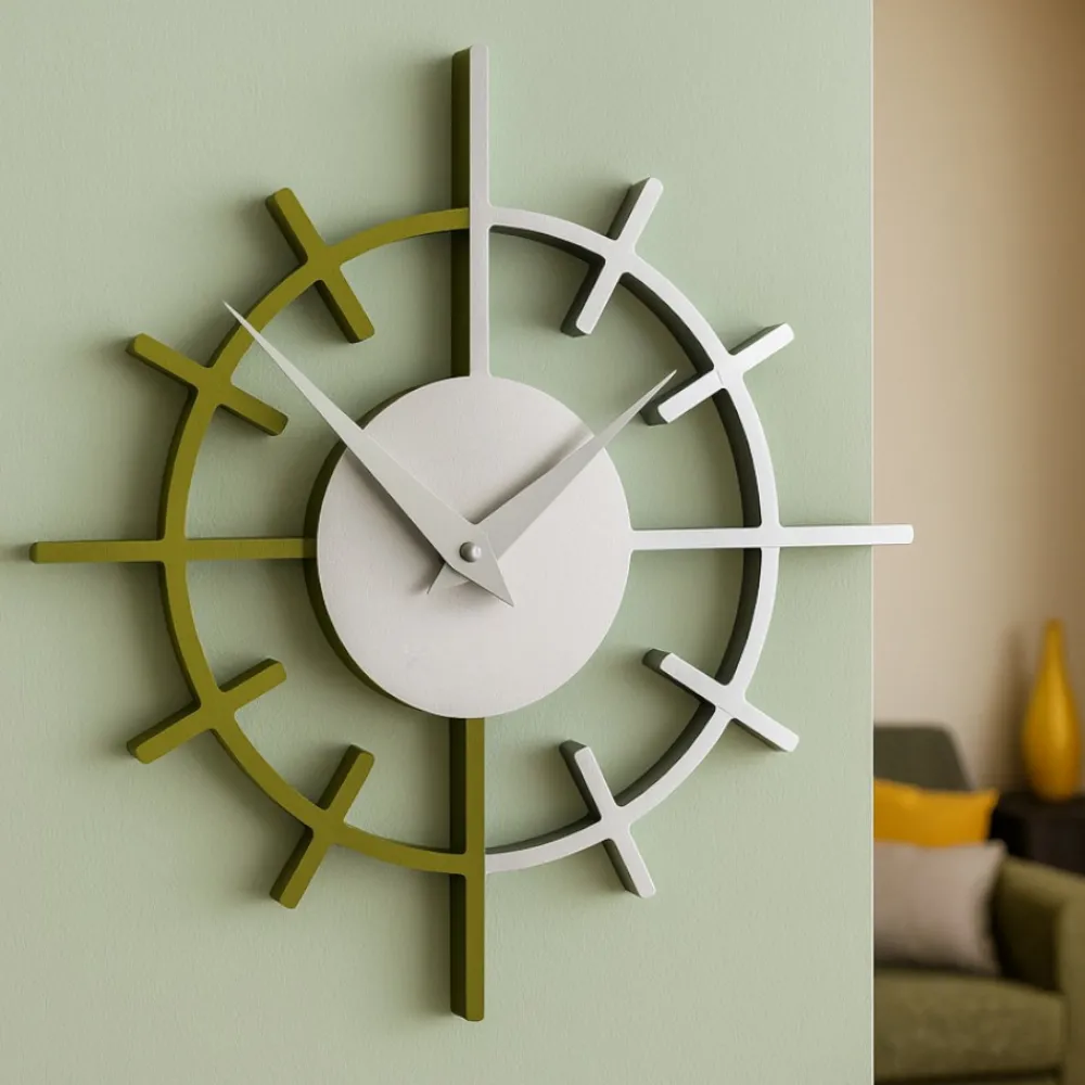 Orologi Da Parete Moderni-Selezionato da Mazzolaluce Orologio da parete legno colore verde oliva