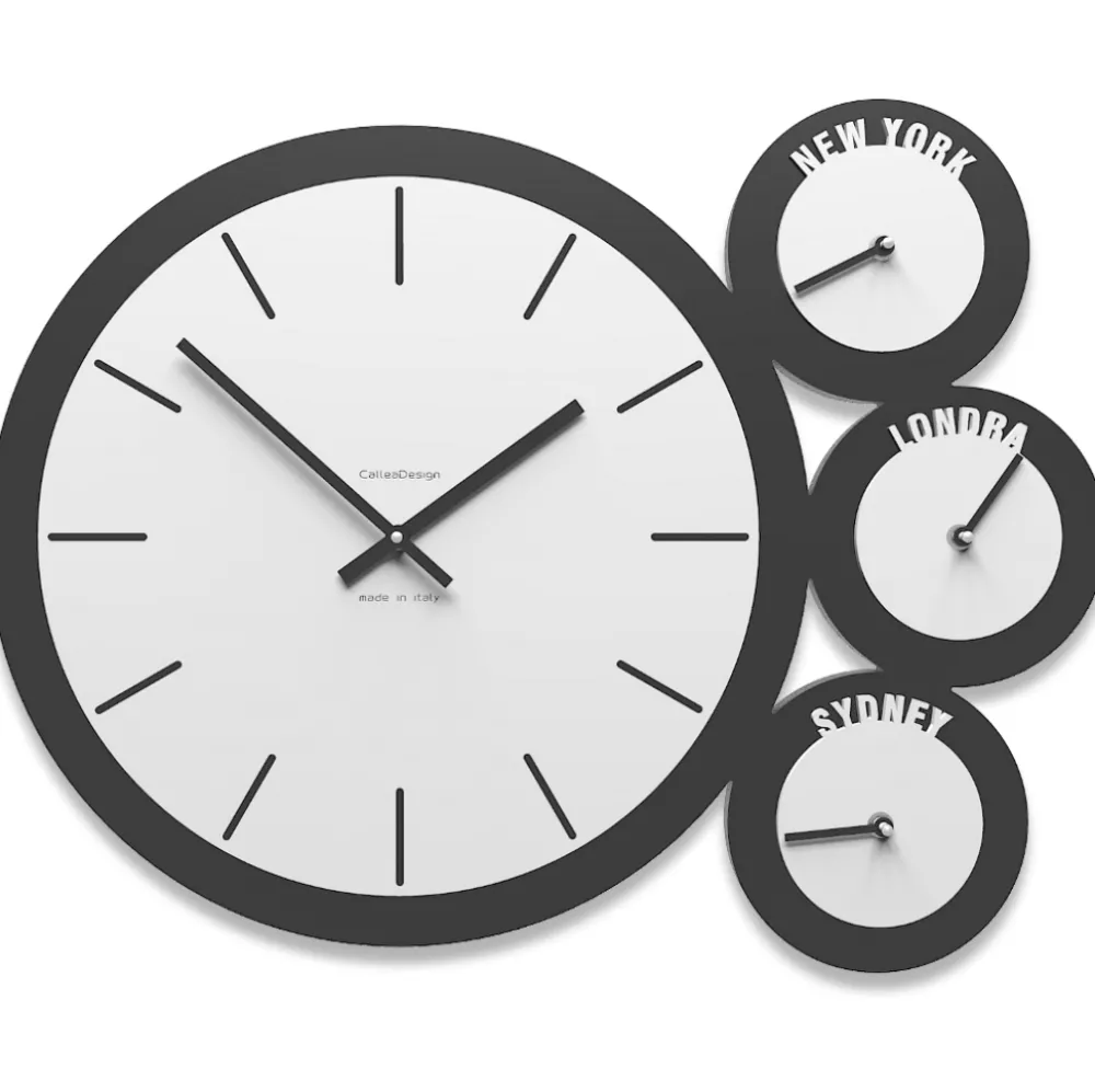 Orologi Da Parete Moderni-Selezionato da Mazzolaluce Orologio da parete legno fusi orari bianco antracite