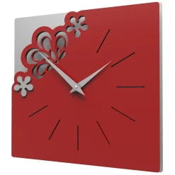 Orologi Da Parete Moderni-Selezionato da Mazzolaluce Orologio da parete legno rosso rubino grigio