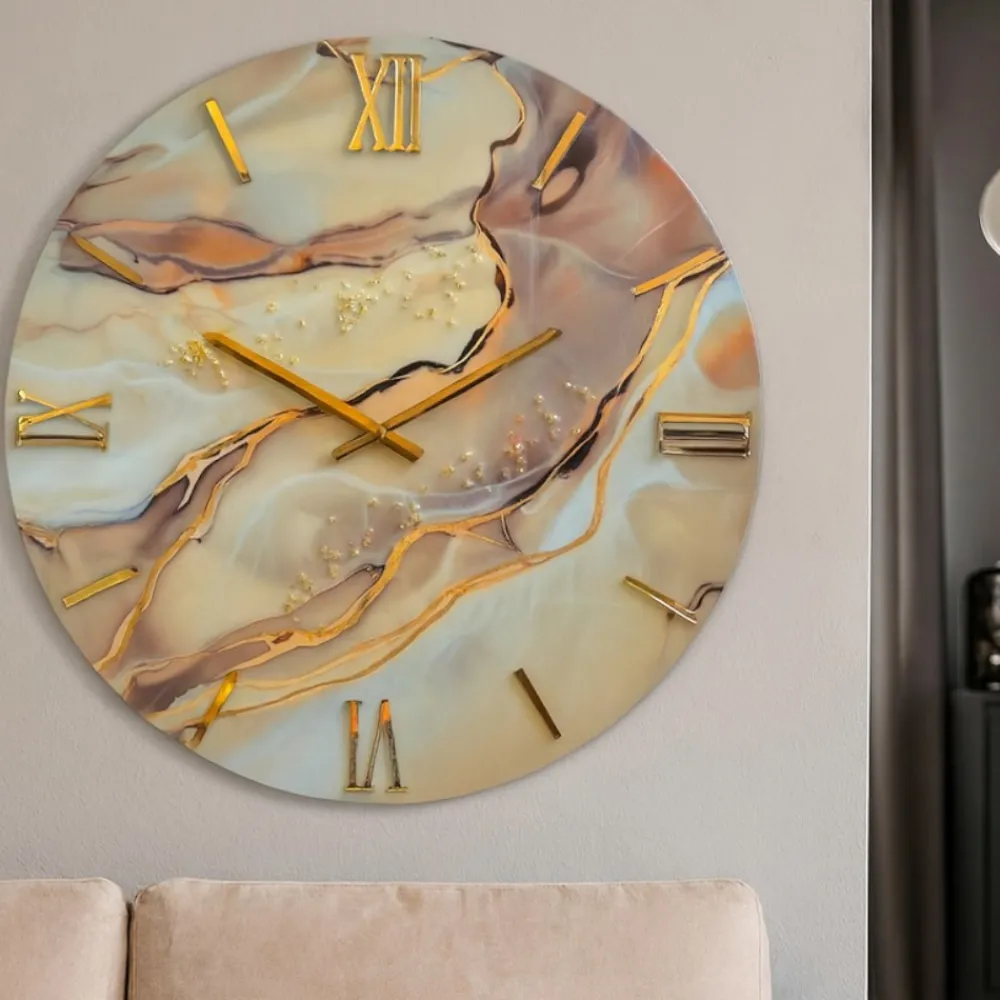 Orologi Da Parete Moderni-Selezionato da Mazzolaluce Orologio da parete luxy 60cm moderno rotondo effetto marmorizzato