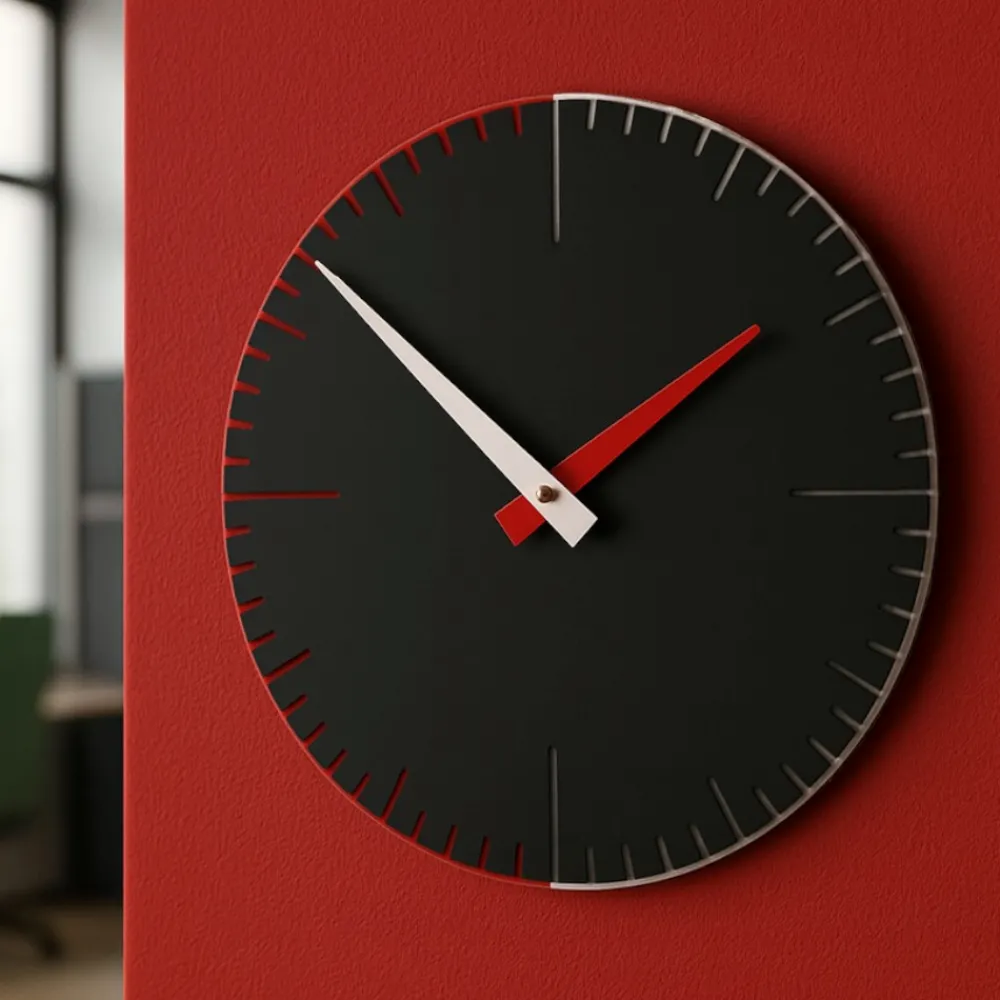 Orologi Da Parete Moderni-Selezionato da Mazzolaluce Orologio da parete moderno antracite arancione bianco