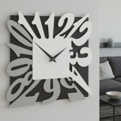 Orologi Da Parete Moderni-Selezionato da Mazzolaluce Orologio da parete moderno design quadrato bianco nero