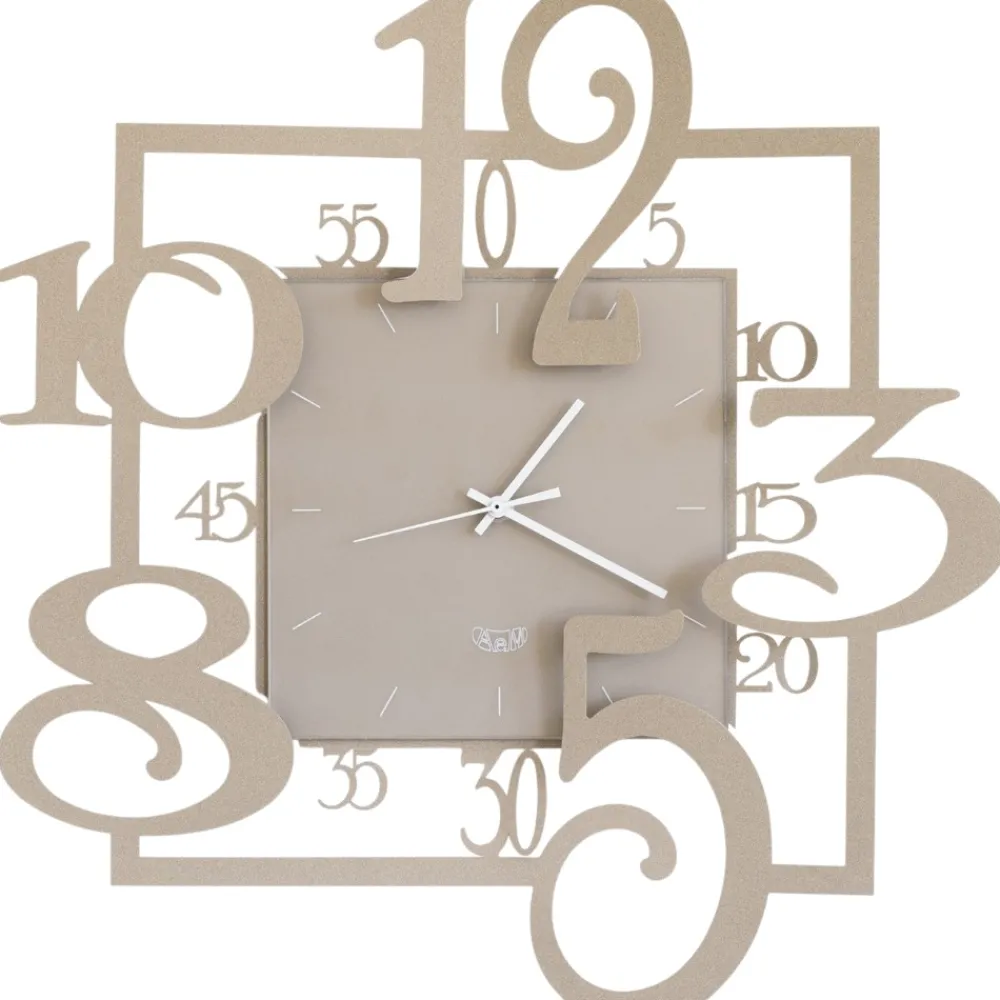 Orologi Da Parete Moderni-Selezionato da Mazzolaluce Orologio da parete moderno design quadrato beige