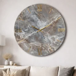 Orologi Da Parete Moderni-Selezionato da Mazzolaluce Orologio da parete moderno effetto marmo dettagli foglia oro 80cm