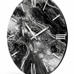 Orologi Da Parete Moderni-Selezionato da Mazzolaluce Orologio da parete moderno effetto marmo numeri romani argento 40cm