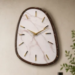 Orologi Da Parete Moderni-Selezionato da Mazzolaluce Orologio da parete moderno effetto marmo chiaro e foglia oro