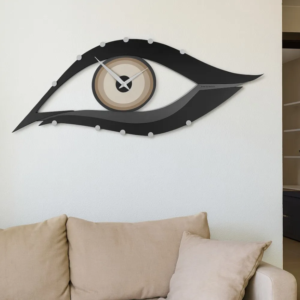 Orologi Da Parete Moderni-Selezionato da Mazzolaluce Orologio da parete moderno eye legno tortora