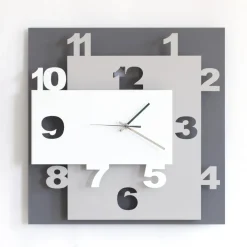 Orologi Da Parete Moderni-Selezionato da Mazzolaluce Orologio da parete moderno fango bianco e sabbia quadrato
