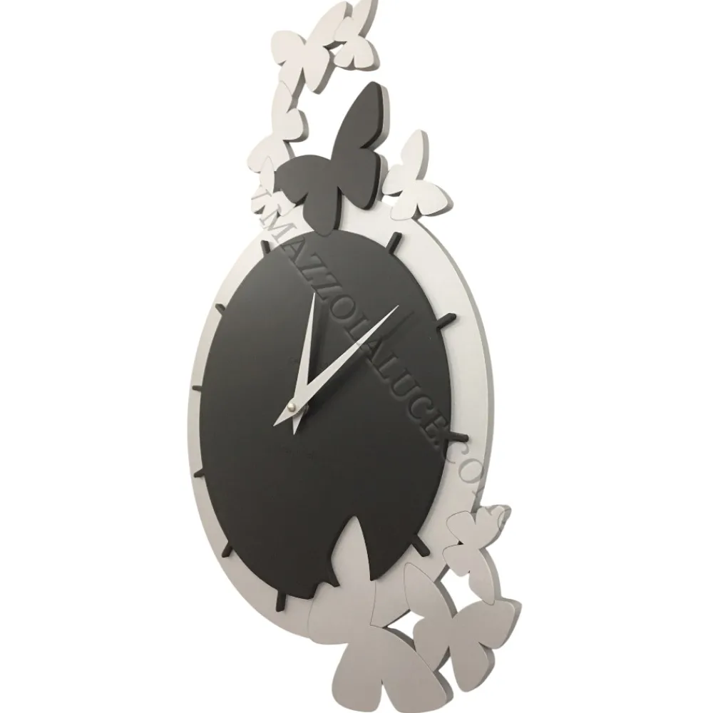 Orologi Da Parete Moderni-Selezionato da Mazzolaluce Orologio da parete moderno farfalle legno nero-grigio