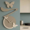 Orologi Da Parete Moderni-Selezionato da Mazzolaluce Orologio da parete moderno farfalle legno tortora
