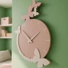 Orologi Da Parete Moderni-Selezionato da Mazzolaluce Orologio da parete moderno farfalle legno colore rosa nuvola