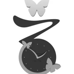 Orologi Da Parete Moderni-Selezionato da Mazzolaluce Orologio da parete moderno farfalle in legno nero grigio