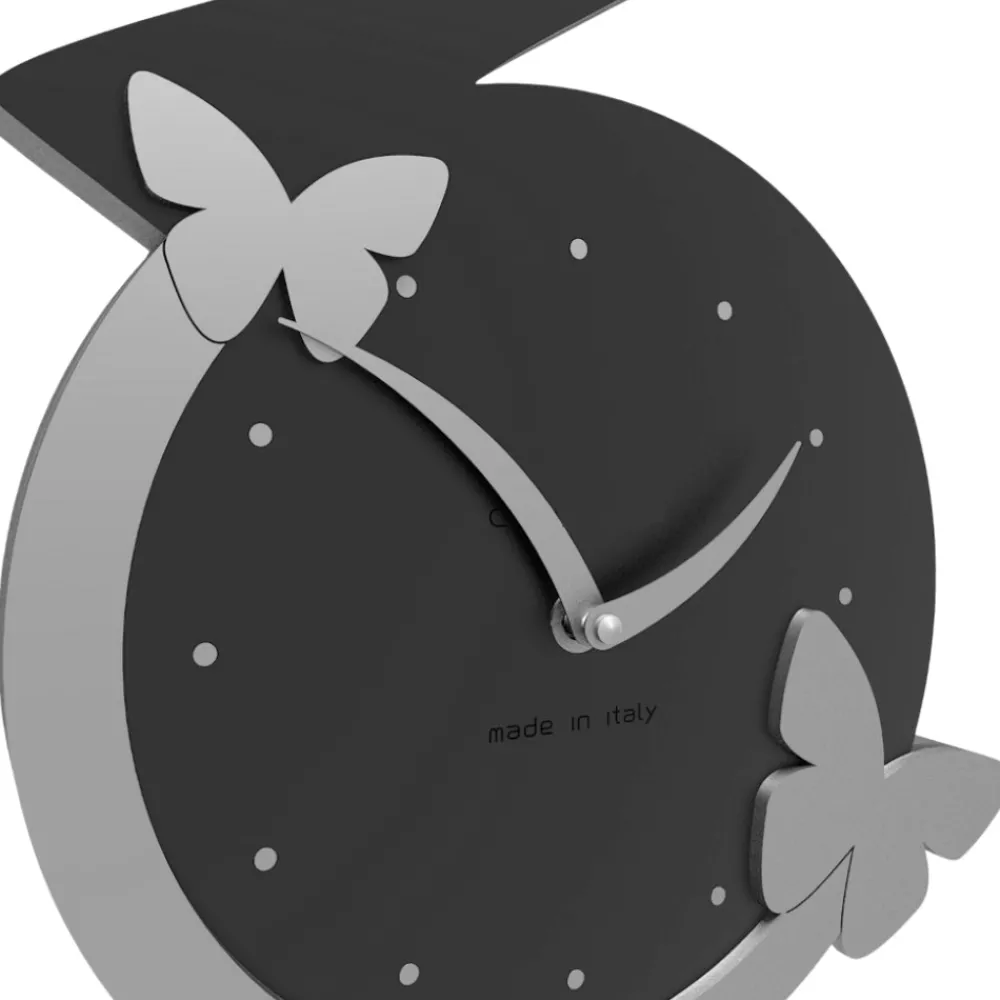 Orologi Da Parete Moderni-Selezionato da Mazzolaluce Orologio da parete moderno farfalle in legno nero grigio
