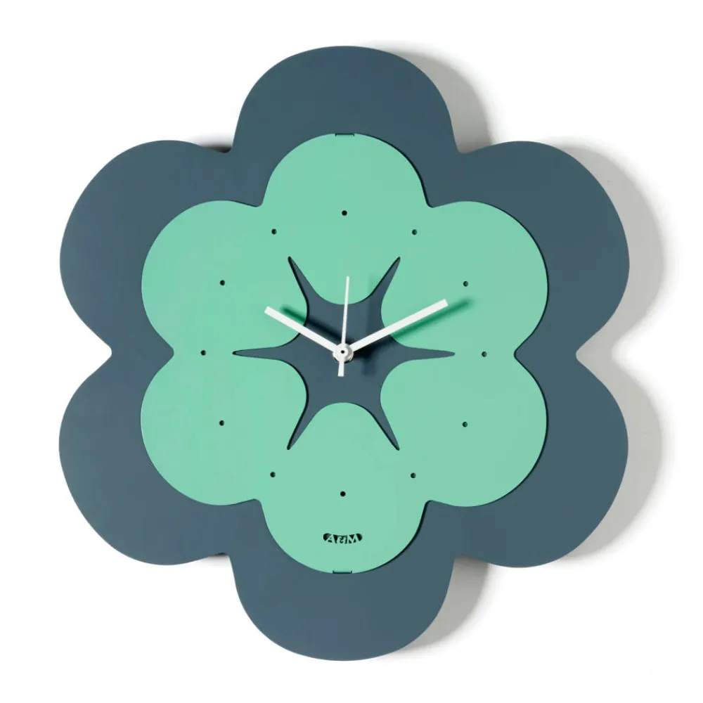 Orologi Da Parete Moderni-Selezionato da Mazzolaluce Orologio da parete moderno fiore verde e blu
