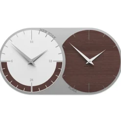 Orologi Da Parete Moderni-Selezionato da Mazzolaluce Orologio da parete moderno fusi orari 2 rovere wengé bianco grigio