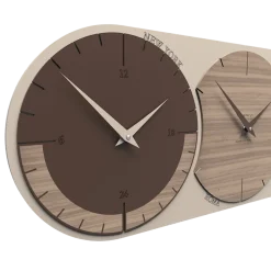 Orologi Da Parete Moderni-Selezionato da Mazzolaluce Orologio da parete moderno fusi orari 3 noce canaletto marrone
