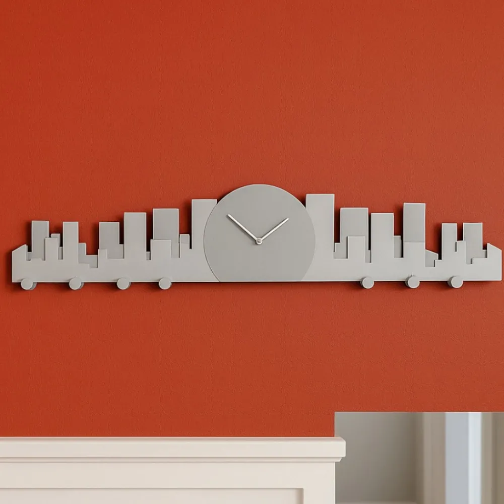 Orologi Da Parete Moderni-Selezionato da Mazzolaluce Orologio da parete moderno in legno bianco grigio