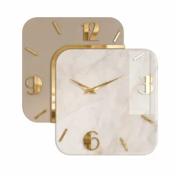 Orologi Da Parete Moderni-Selezionato da Mazzolaluce Orologio da parete moderno in resina effetto marmo dettagli foglia oro