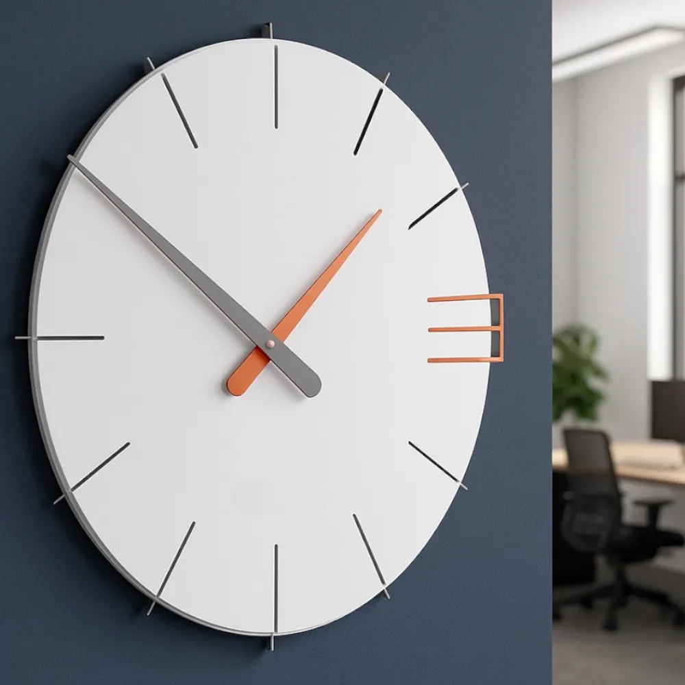 Orologi Da Parete Moderni-Selezionato da Mazzolaluce Orologio da parete moderno legno colore bianco arancione