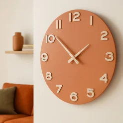 Orologi Da Parete Moderni-Selezionato da Mazzolaluce Orologio da parete moderno legno colore terracotta
