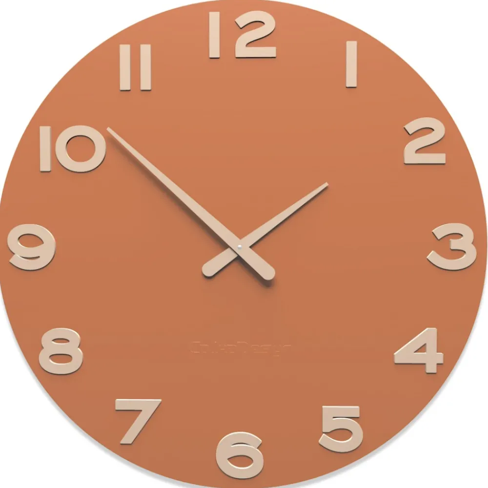 Orologi Da Parete Moderni-Selezionato da Mazzolaluce Orologio da parete moderno legno colore terracotta