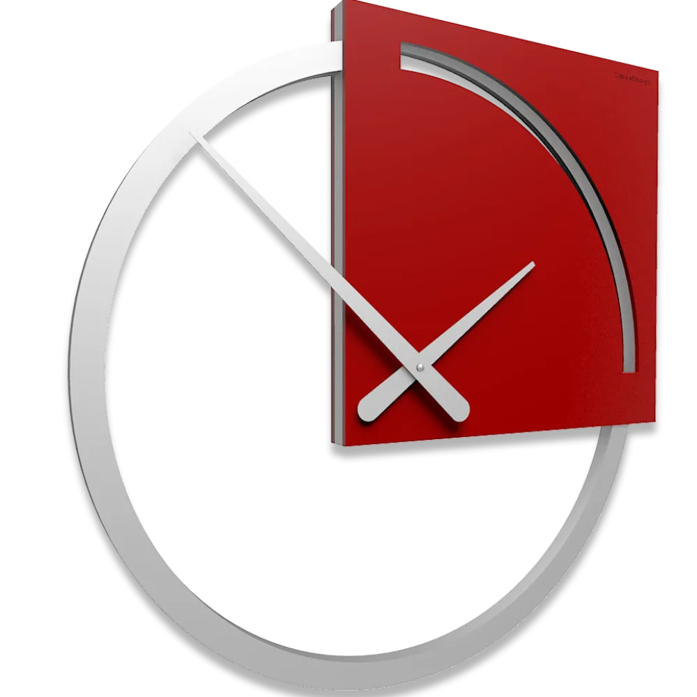 Orologi Da Parete Moderni-Selezionato da Mazzolaluce Orologio da parete moderno legno rosso rubino grigio